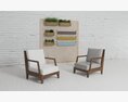 Modern Lounge Chairs with Wall Planters Modello 3D
