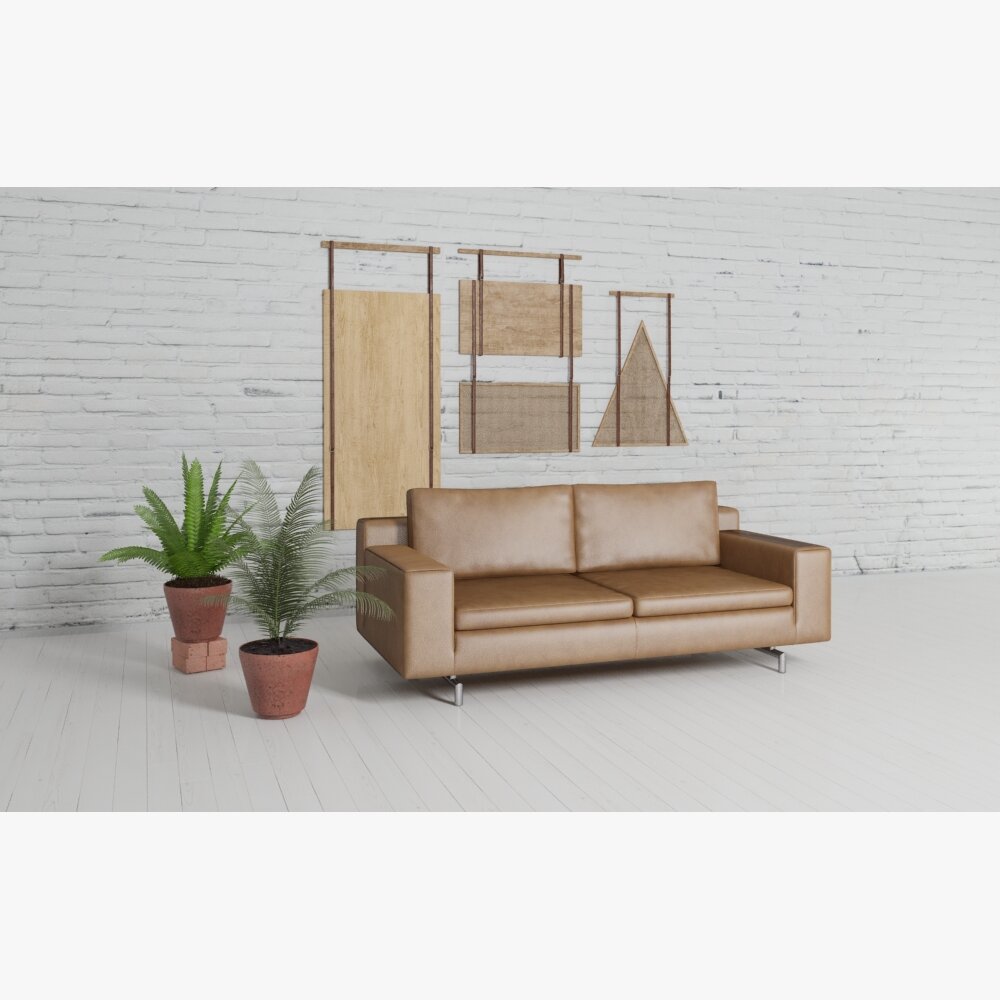 Modern Living Room Sofa and Decor 3D model