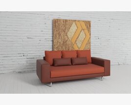 Modern Brown Sofa Modello 3D