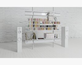 3D model of Modern White Bookshelf