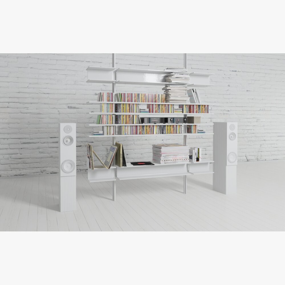 Modern White Bookshelf 3D модель