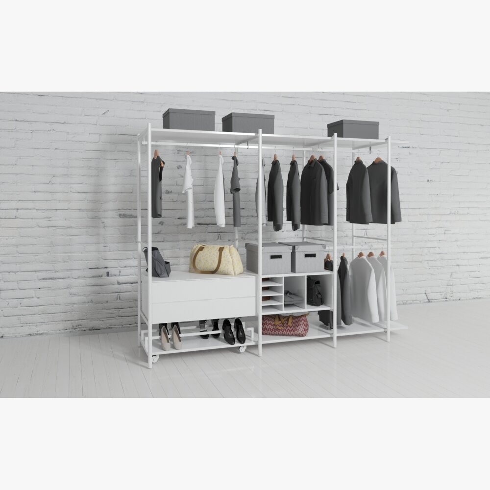 Open Wardrobe Storage System 3D model