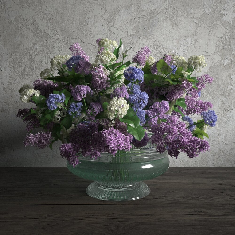 Bouquet of Lilacs in a Vase 3D 모델 