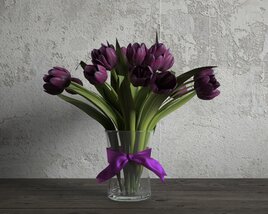 Elegant Purple Tulips Bouquet Modelo 3d