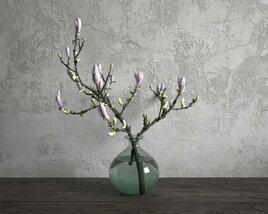 Blooming Magnolia Branches in Vase 3D model