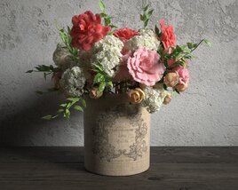 Vintage Vase with Bouquet 3D модель