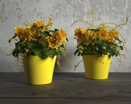 Yellow Potted Floral Arrangements 3D model