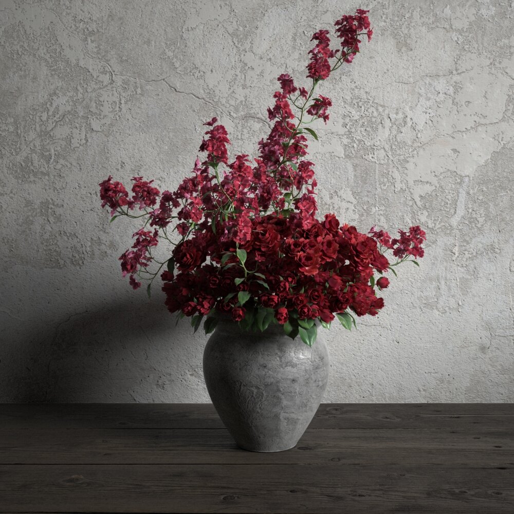 Elegant Crimson Bouquet 3d model