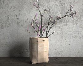 Spring Blossoms in Paper Bag Vase 3D model