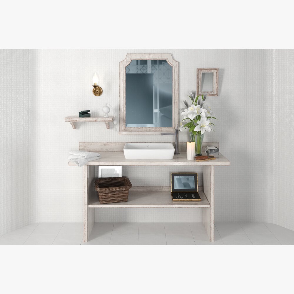 Elegant Vanity Table Set 3D 모델 