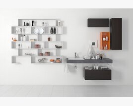 Modern Wall-Mounted Shelving and Storage System 3Dモデル