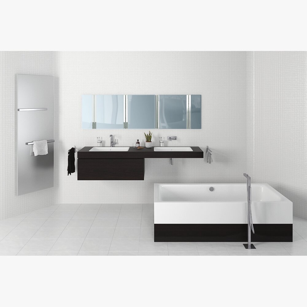 Modern Bathroom Vanity and Bathtub Modelo 3d