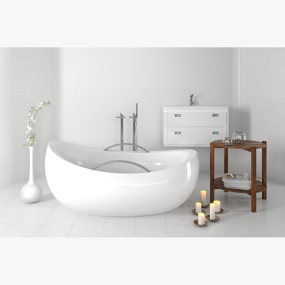 Modern Freestanding Bathtub 02 Modelo 3d