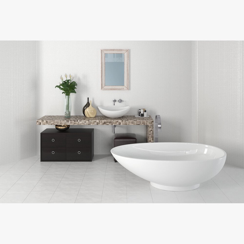 Modern Bathroom Vanity and Basin 3D 모델 