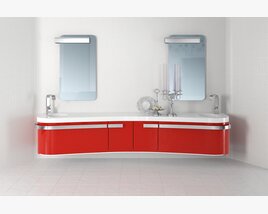 Modern Red Bathroom Vanity Modelo 3d