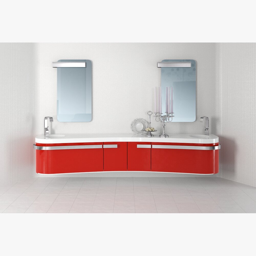 Modern Red Bathroom Vanity 3D模型
