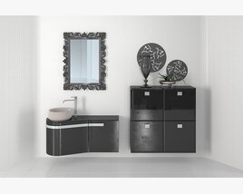 Modern Bathroom Vanity Set with Mirror and Storage Modello 3D