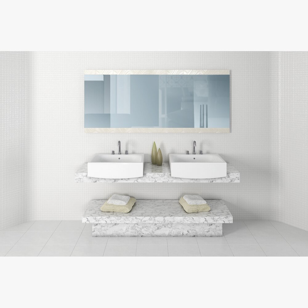 Modern Double Bathroom Sink Modello 3D