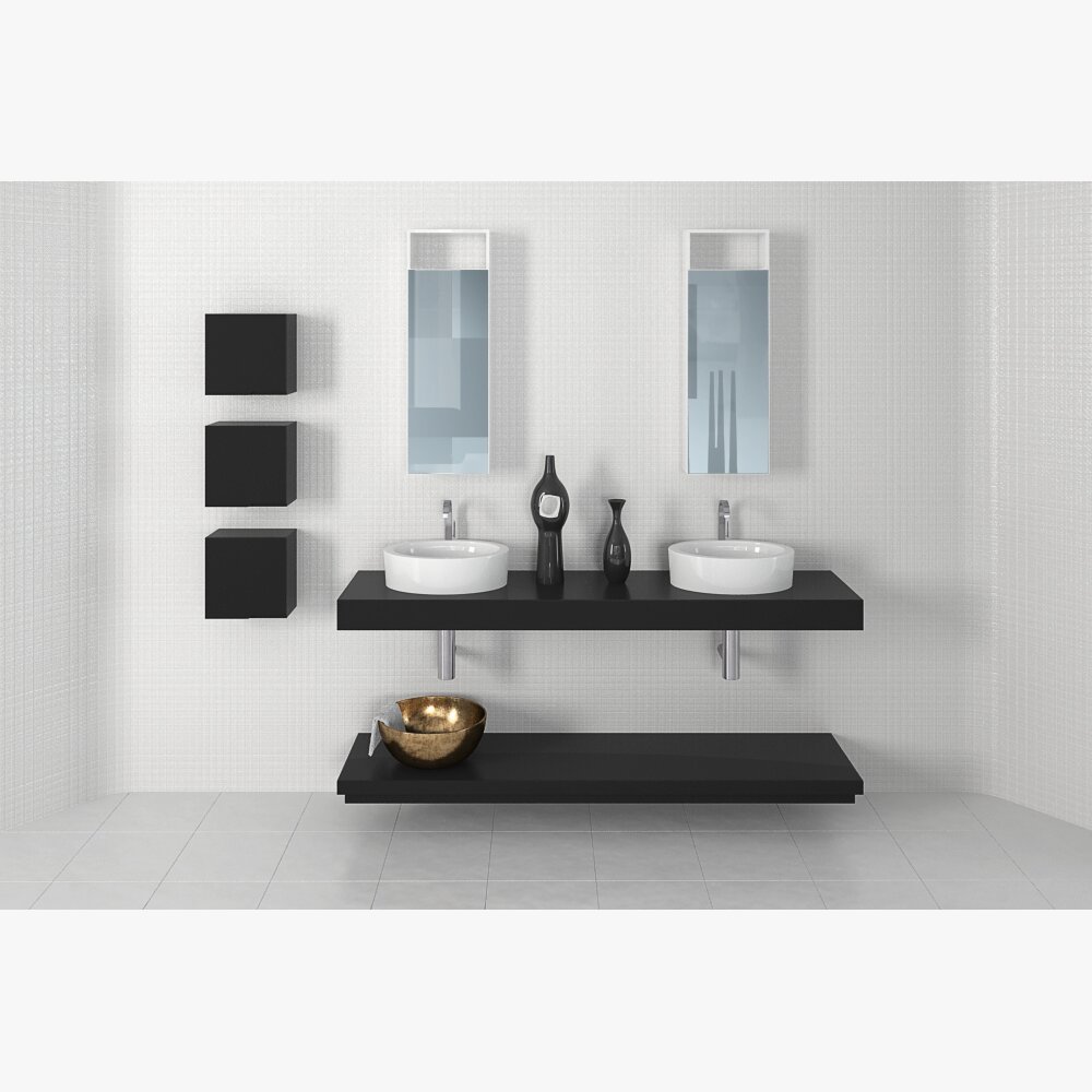 Modern Bathroom Vanity Set 04 3D model