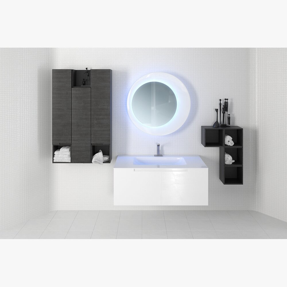 Modern Bathroom Vanity Setup 02 3D model