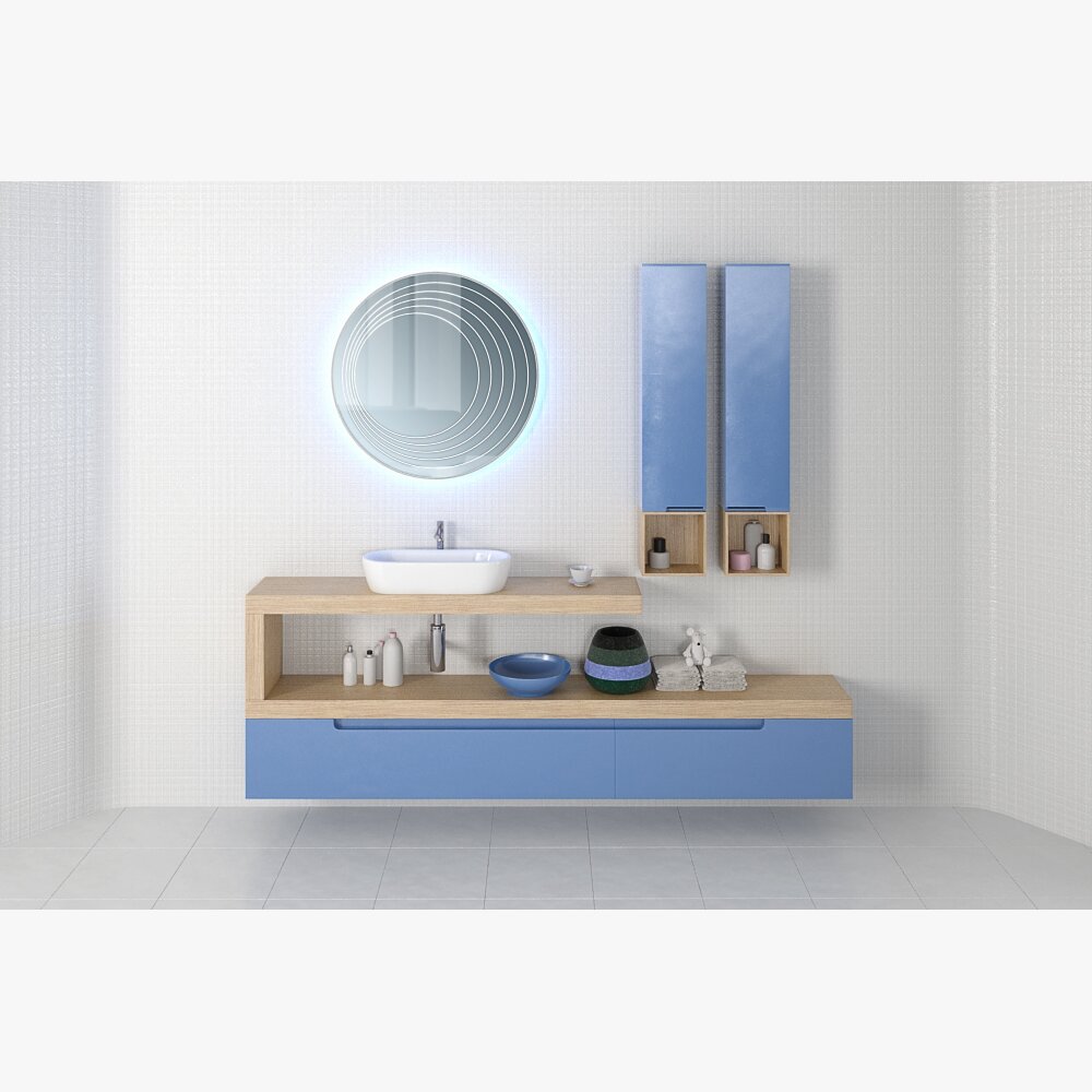 Modern Bathroom Vanity Set 05 Modello 3D