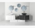 Modern Bathroom Vanities with Round Mirrors Modelo 3D