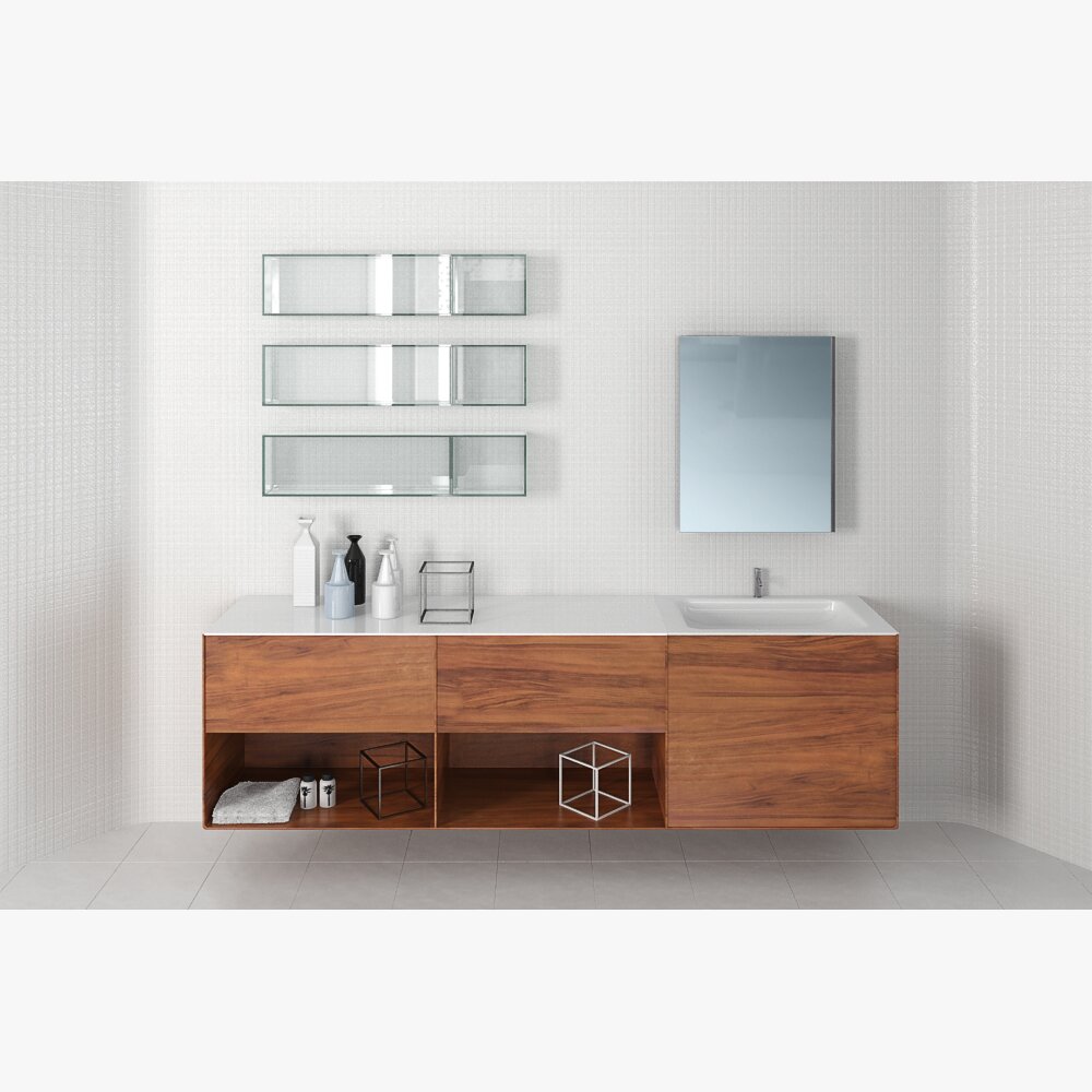 Modern Bathroom Vanity Set 07 3D 모델 