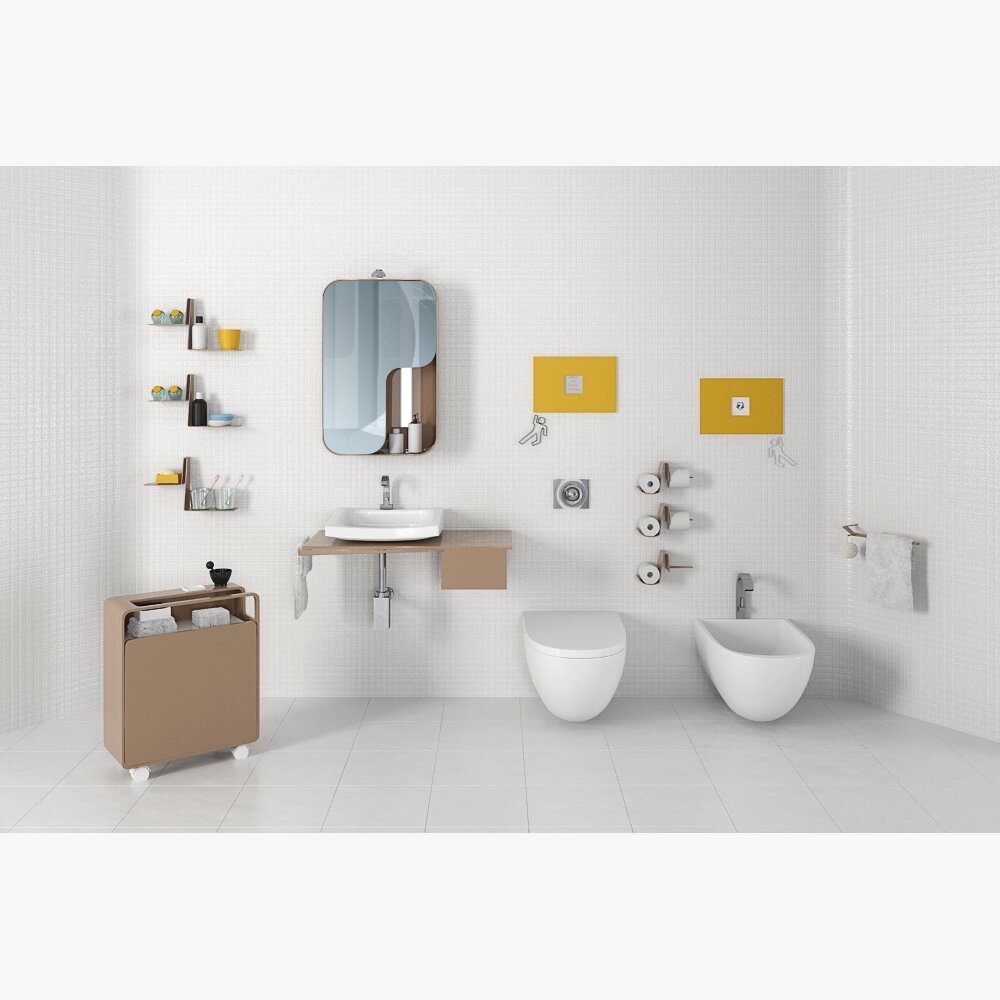 Modern Bathroom Accessories and Fixtures 3d model