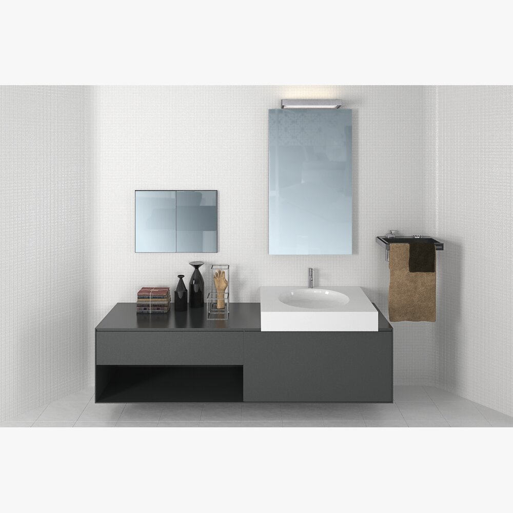 Modern Bathroom Vanity Set 08 3D 모델 