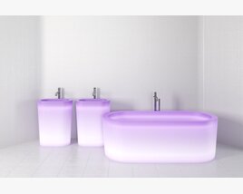 Modern Purple Bathroom Set 3Dモデル