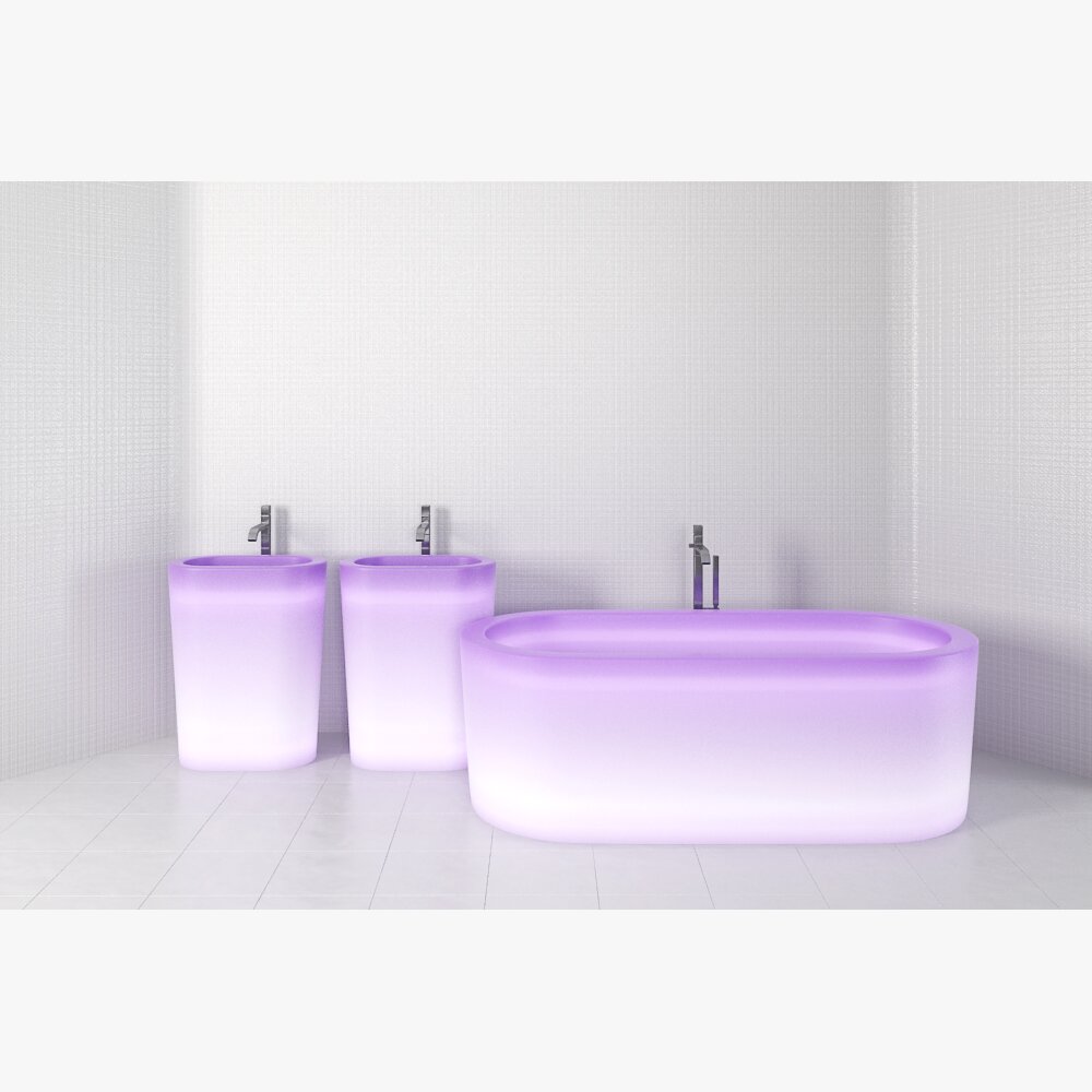 Modern Purple Bathroom Set 3D модель