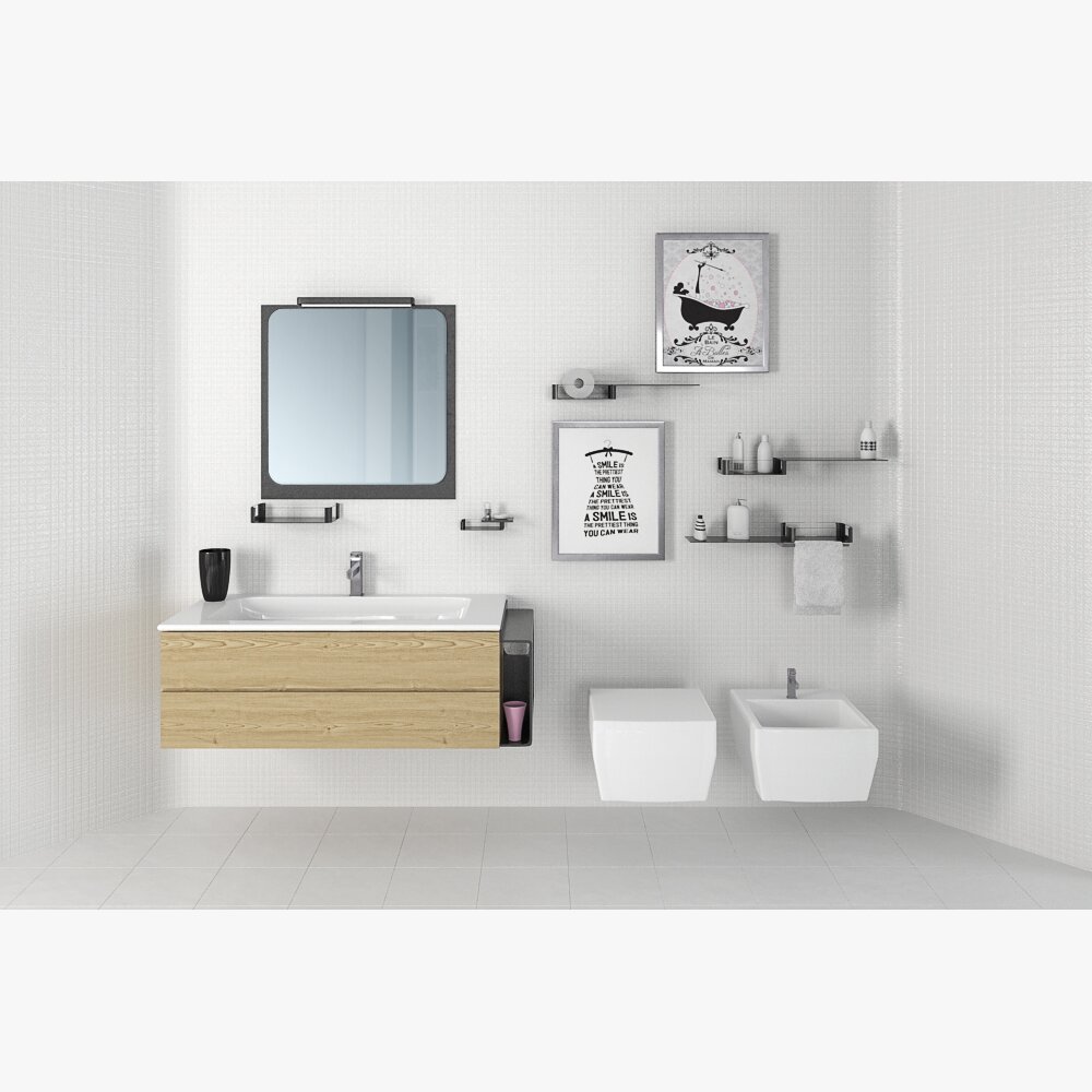 Modern Bathroom Set Modelo 3d