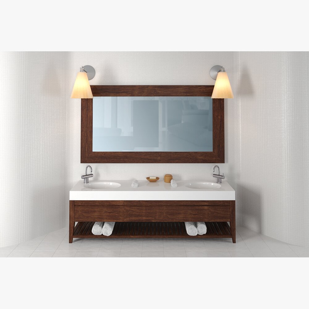 Double Sink Bathroom Vanity Modello 3D