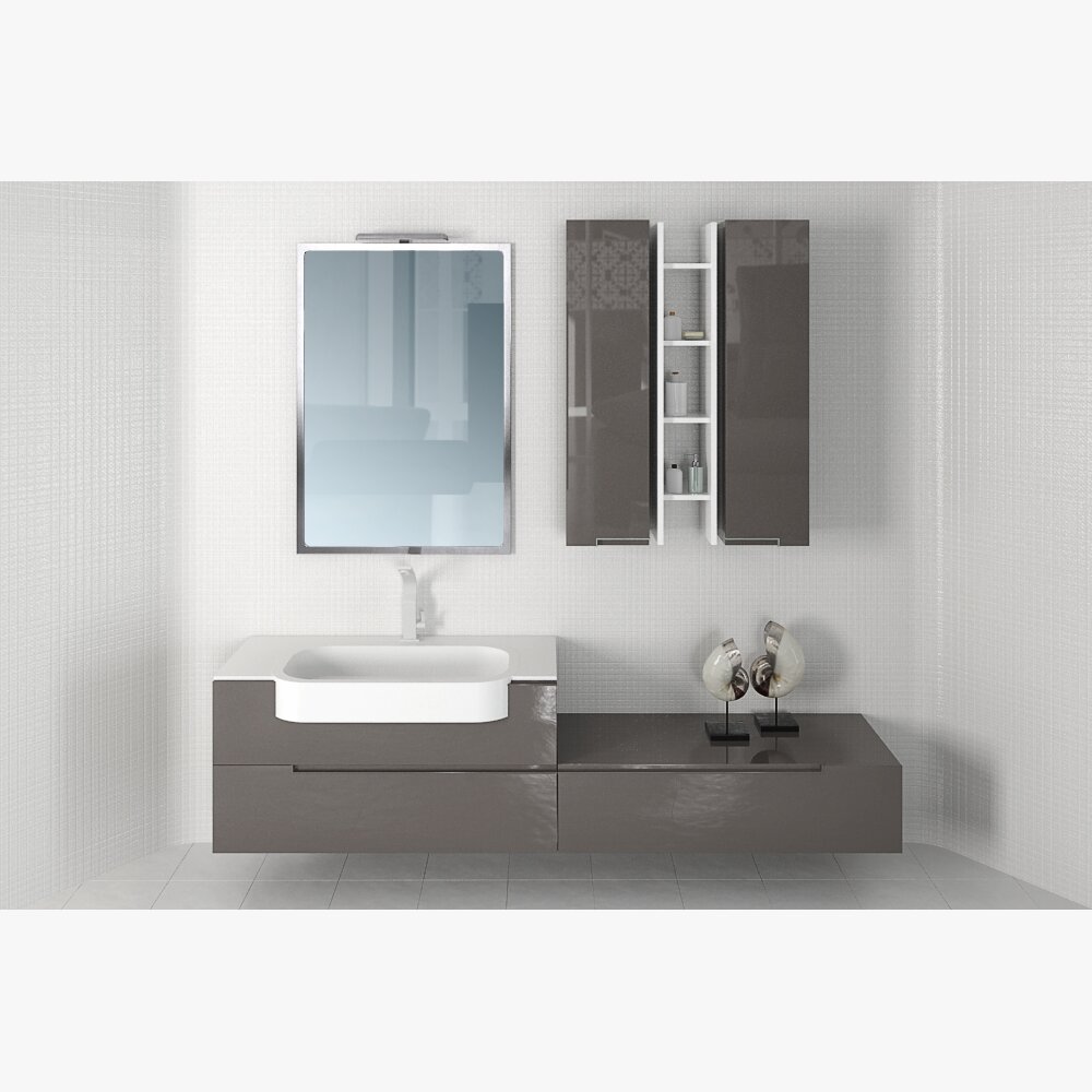 Modern Bathroom Vanity Set 09 3D 모델 
