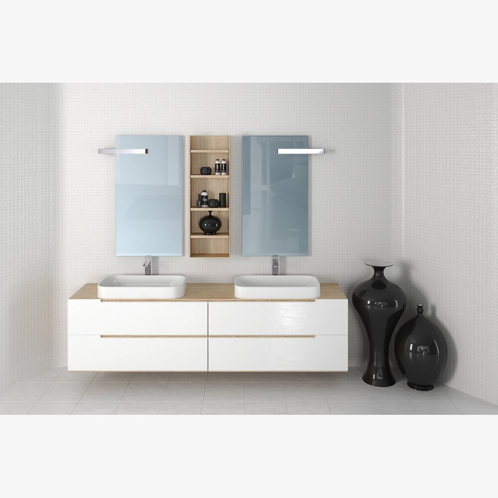 Modern Double Vanity Cabinet 3D模型
