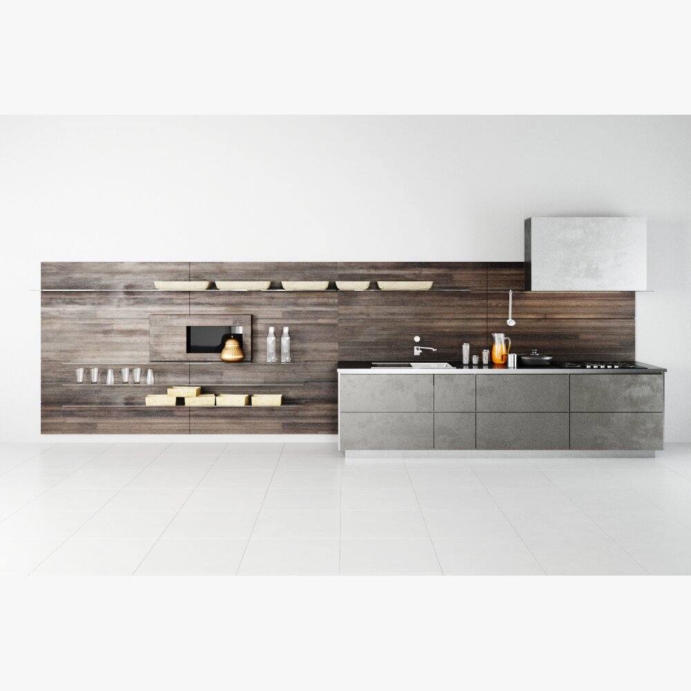 Modern Minimalist Kitchen 3d model