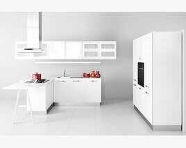 Modern White Kitchen Interior 3D-Modell
