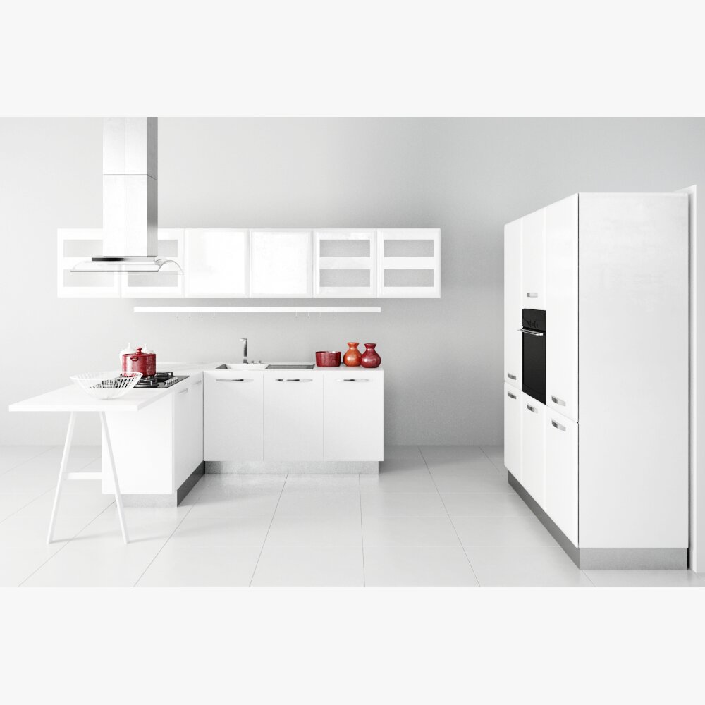 Modern White Kitchen Interior 3D модель