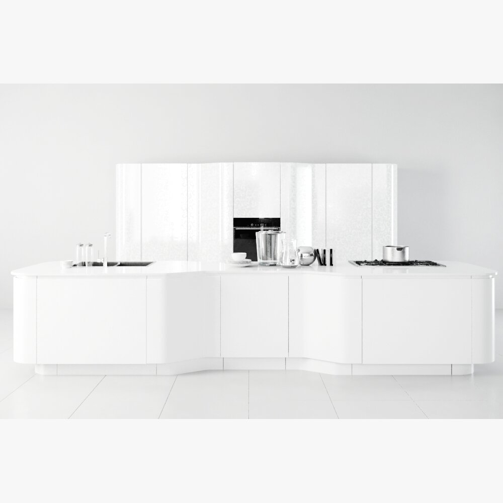 Modern White Kitchen 3D-Modell
