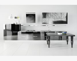 Modern Kitchen with Classic Table Modello 3D