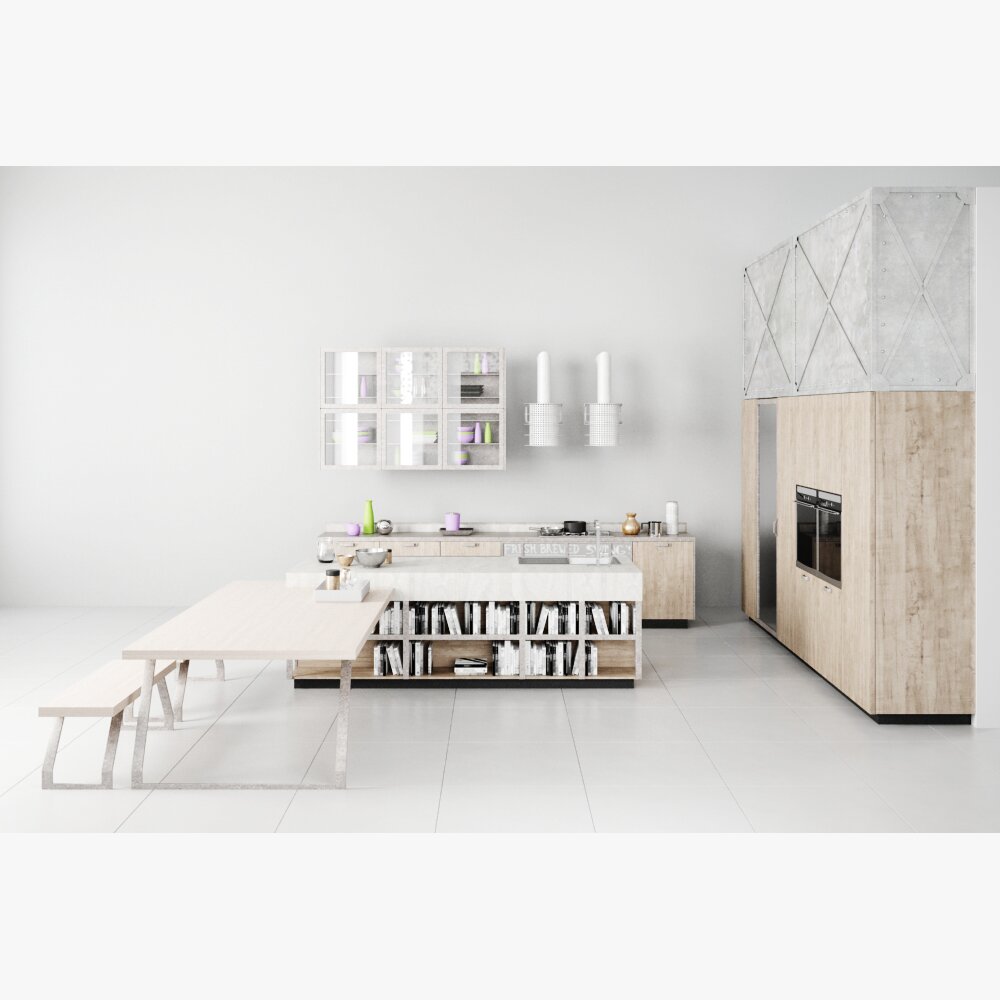 Modern Minimalist Kitchen 03 Modello 3D