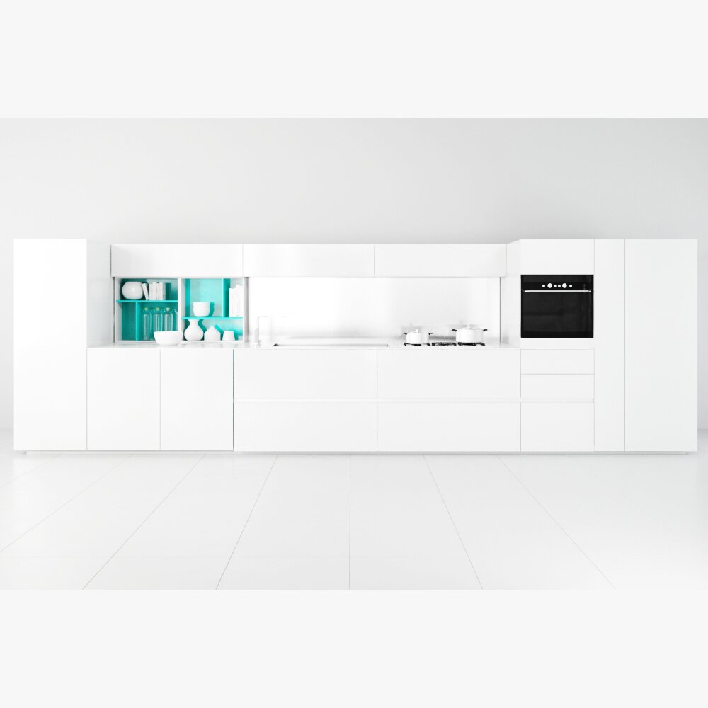 Modern White Kitchen 02 3Dモデル