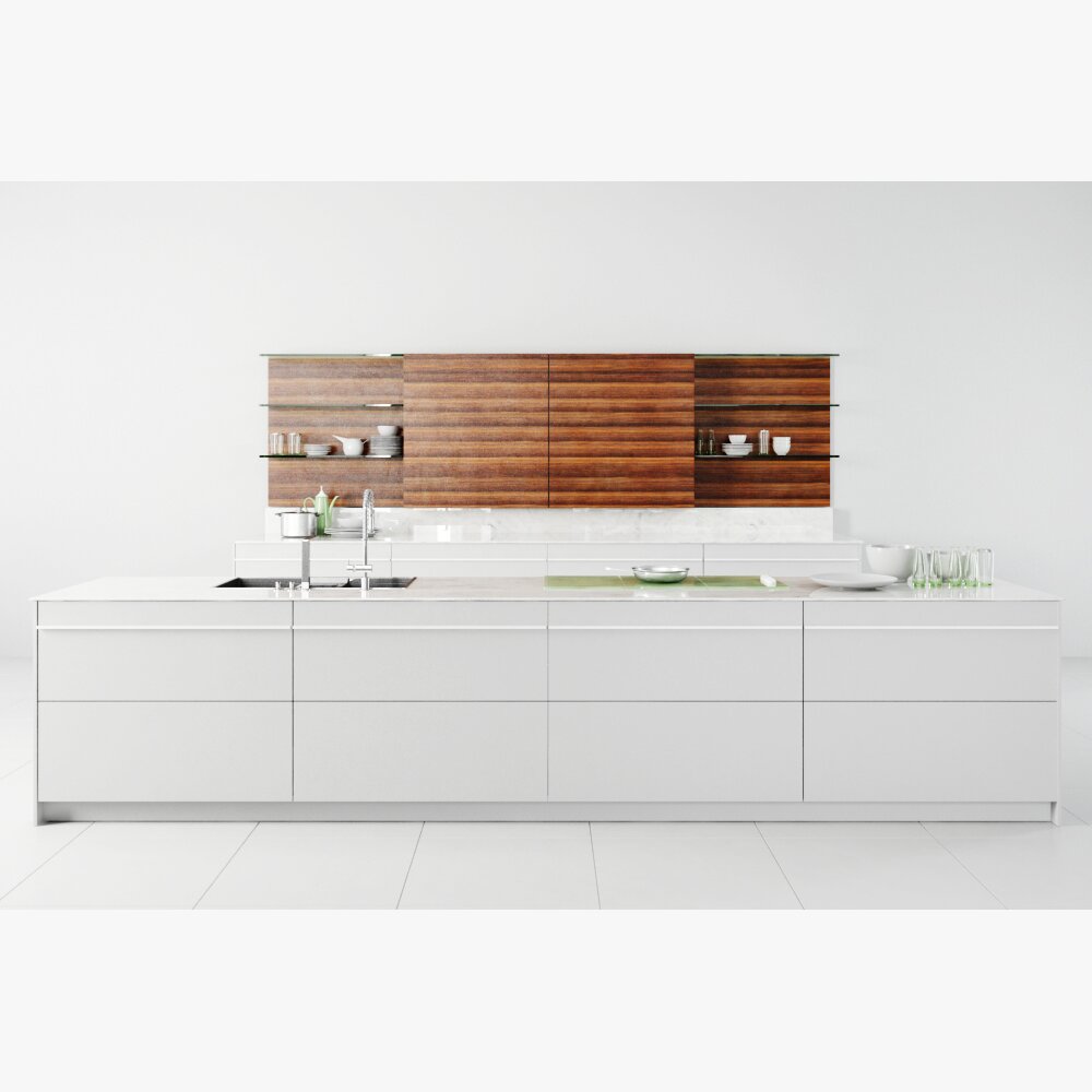 Modern White Kitchen 03 Modèle 3D