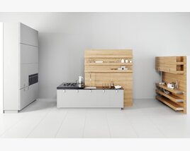 Modern Wooden Kitchen Modèle 3D