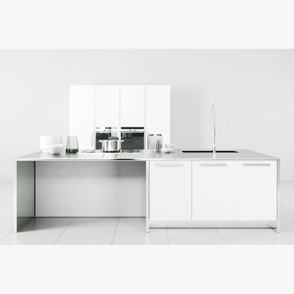 Modern Minimalist Kitchen 05 Modello 3D