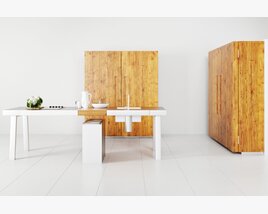 Modern Minimalist Dining Room Set 02 3D model