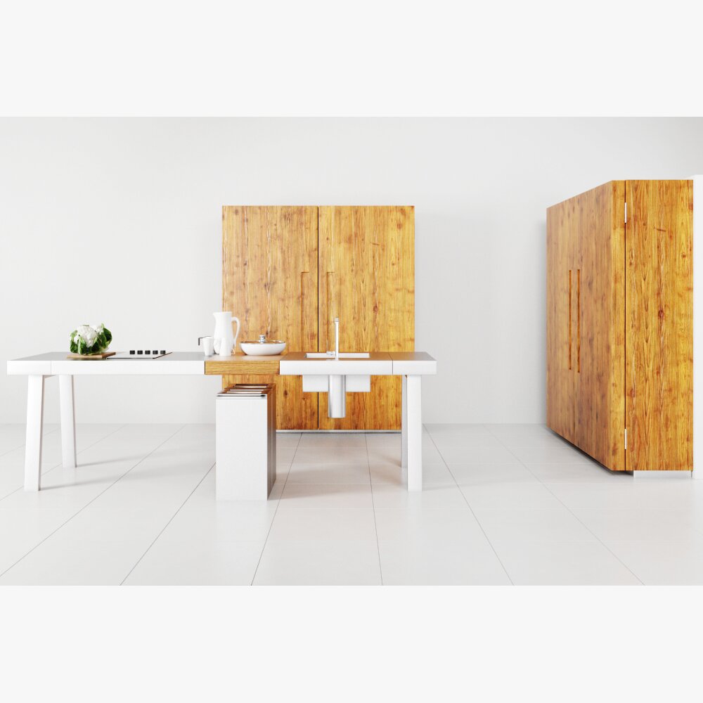 Modern Minimalist Dining Room Set 02 3D-Modell