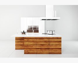 Modern Wooden Kitchen Island Modello 3D