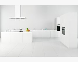 Modern White Kitchen Interior 02 3D model