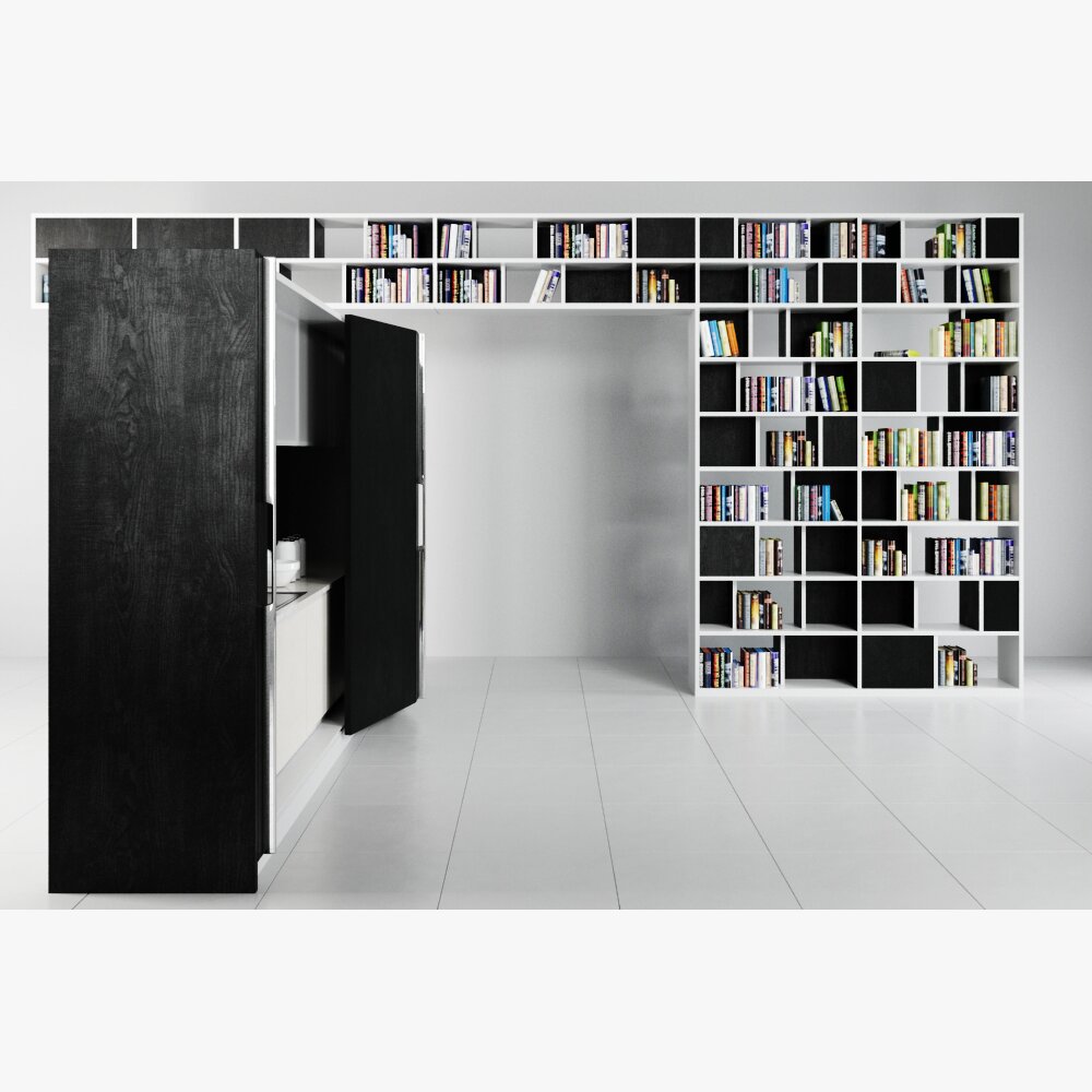 Modern Bookshelf with Hidden Doorway 3D model